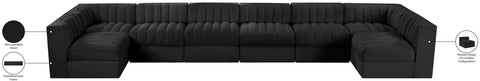 Talia Black Velvet Performance Fabric Upholstered Sectional, 8-Piece