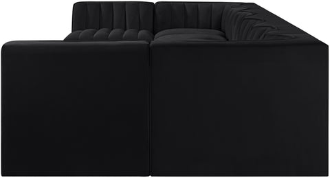 Talia Black Velvet Performance Fabric Upholstered Sectional, 8-Piece