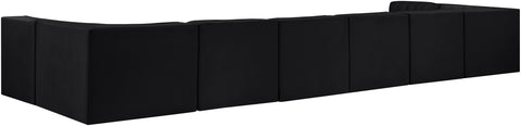 Talia Black Velvet Performance Fabric Upholstered Sectional, 8-Piece