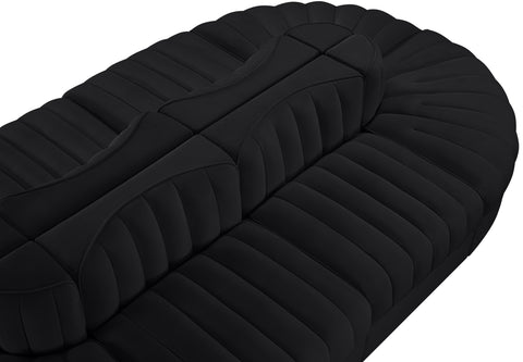Talia Black Velvet Performance Fabric Upholstered Sectional, 8-Piece (Style 2)