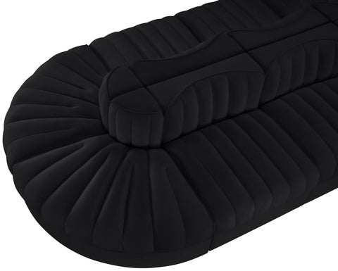 Talia Black Velvet Performance Fabric Upholstered Sectional, 8-Piece (Style 2)