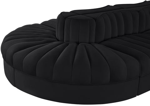 Talia Black Velvet Performance Fabric Upholstered Sectional, 8-Piece (Style 2)