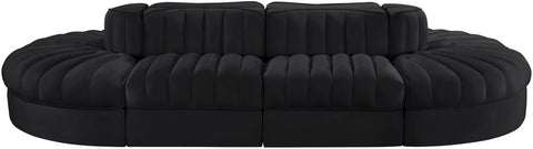 Talia Black Velvet Performance Fabric Upholstered Sectional, 8-Piece (Style 2)