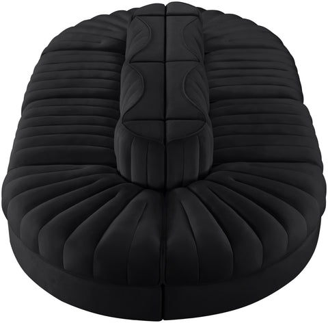 Talia Black Velvet Performance Fabric Upholstered Sectional, 8-Piece (Style 2)