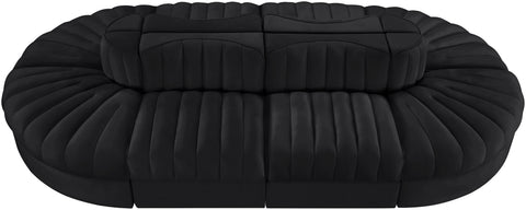 Talia Black Velvet Performance Fabric Upholstered Sectional, 8-Piece (Style 2)
