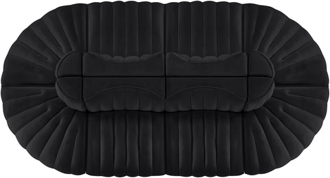 Talia Black Velvet Performance Fabric Upholstered Sectional, 8-Piece (Style 2)