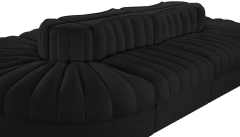 Talia Black Velvet Performance Fabric Upholstered Sectional, 8-Piece (Style 2)