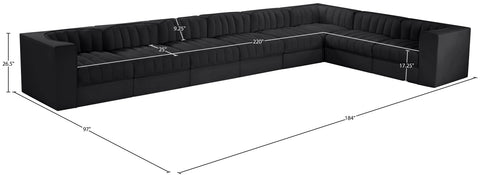 Talia Black Velvet Performance Fabric Upholstered Sectional, 8-Piece (Style 3)