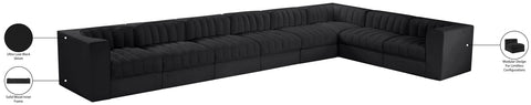 Talia Black Velvet Performance Fabric Upholstered Sectional, 8-Piece (Style 3)