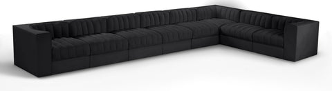 Talia Black Velvet Performance Fabric Upholstered Sectional, 8-Piece (Style 3)