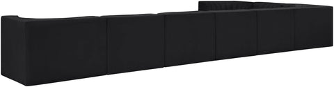 Talia Black Velvet Performance Fabric Upholstered Sectional, 8-Piece (Style 3)