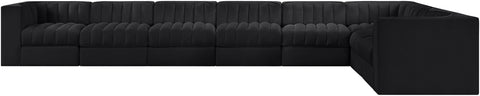 Talia Black Velvet Performance Fabric Upholstered Sectional, 8-Piece (Style 3)