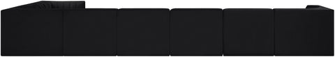 Talia Black Velvet Performance Fabric Upholstered Sectional, 8-Piece (Style 3)