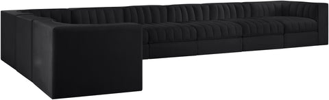 Talia Black Velvet Performance Fabric Upholstered Sectional, 8-Piece (Style 3)