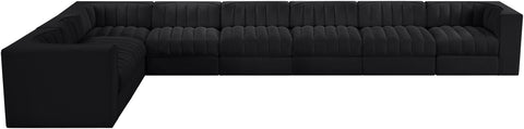Talia Black Velvet Performance Fabric Upholstered Sectional, 8-Piece (Style 3)