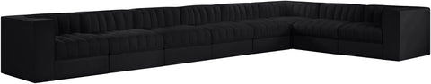 Talia Black Velvet Performance Fabric Upholstered Sectional, 8-Piece (Style 3)