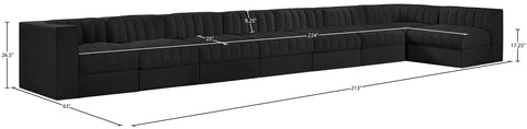 Talia Black Velvet Performance Fabric Upholstered Sectional, 8-Piece (Style 4)