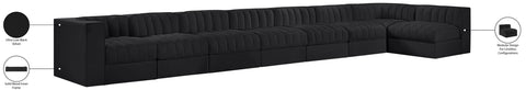 Talia Black Velvet Performance Fabric Upholstered Sectional, 8-Piece (Style 4)