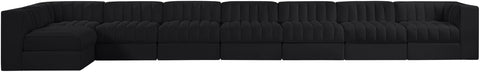 Talia Black Velvet Performance Fabric Upholstered Sectional, 8-Piece (Style 4)