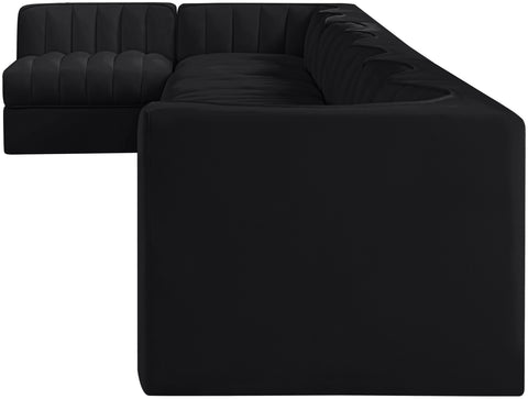 Talia Black Velvet Performance Fabric Upholstered Sectional, 8-Piece (Style 4)