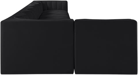 Talia Black Velvet Performance Fabric Upholstered Sectional, 8-Piece (Style 4)