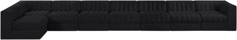 Talia Black Velvet Performance Fabric Upholstered Sectional, 8-Piece (Style 4)
