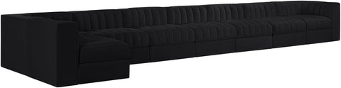 Talia Black Velvet Performance Fabric Upholstered Sectional, 8-Piece (Style 4)