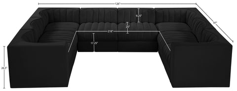 Talia Black Velvet Performance Fabric Upholstered Sectional