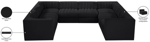 Talia Black Velvet Performance Fabric Upholstered Sectional