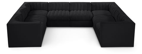 Talia Black Velvet Performance Fabric Upholstered Sectional