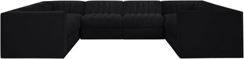 Talia Black Velvet Performance Fabric Upholstered Sectional