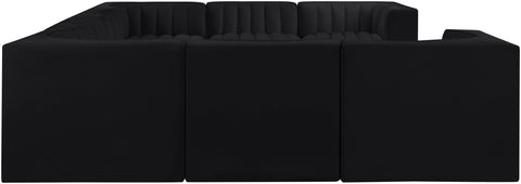 Talia Black Velvet Performance Fabric Upholstered Sectional