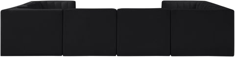 Talia Black Velvet Performance Fabric Upholstered Sectional