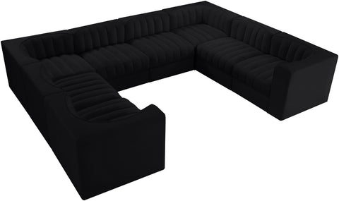 Talia Black Velvet Performance Fabric Upholstered Sectional