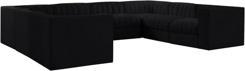 Talia Black Velvet Performance Fabric Upholstered Sectional