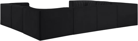 Talia Black Velvet Performance Fabric Upholstered Sectional