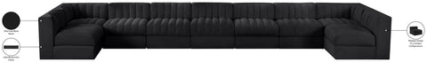 Talia Black Velvet Performance Fabric Upholstered Sectional, 9-Piece