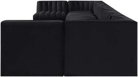 Talia Black Velvet Performance Fabric Upholstered Sectional, 9-Piece