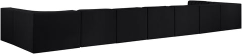 Talia Black Velvet Performance Fabric Upholstered Sectional, 9-Piece