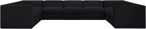 Talia Black Velvet Performance Fabric Upholstered Sectional, 9-Piece (Style 2)