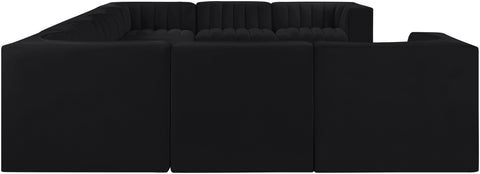 Talia Black Velvet Performance Fabric Upholstered Sectional, 9-Piece (Style 2)