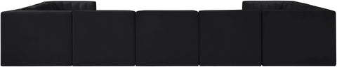 Talia Black Velvet Performance Fabric Upholstered Sectional, 9-Piece (Style 2)
