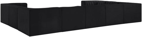 Talia Black Velvet Performance Fabric Upholstered Sectional, 9-Piece (Style 2)