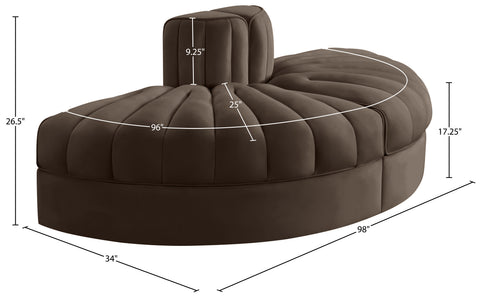 Talia Brown Velvet Performance Fabric Upholstered Sofa, 2-Piece