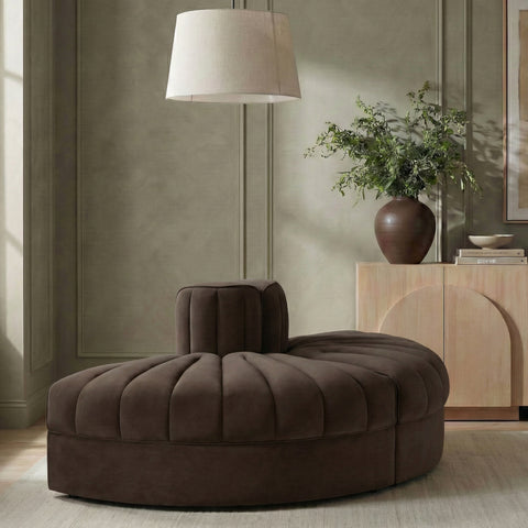 Talia Brown Velvet Performance Fabric Upholstered Sofa, 2-Piece