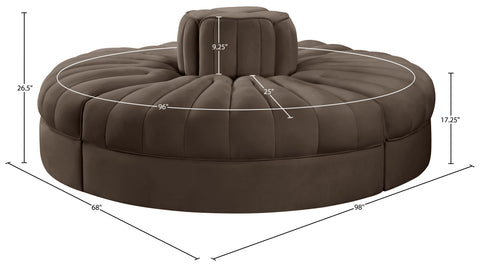 Talia Brown Velvet Performance Fabric Upholstered Sofa, 4-Piece