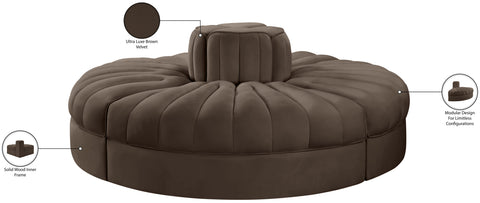 Talia Brown Velvet Performance Fabric Upholstered Sofa, 4-Piece