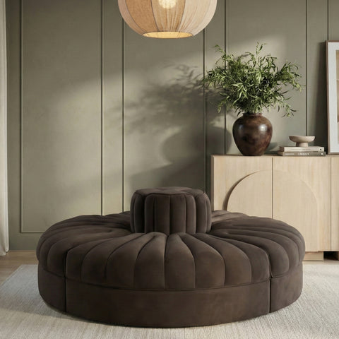 Talia Brown Velvet Performance Fabric Upholstered Sofa, 4-Piece