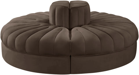 Talia Brown Velvet Performance Fabric Upholstered Sofa, 4-Piece