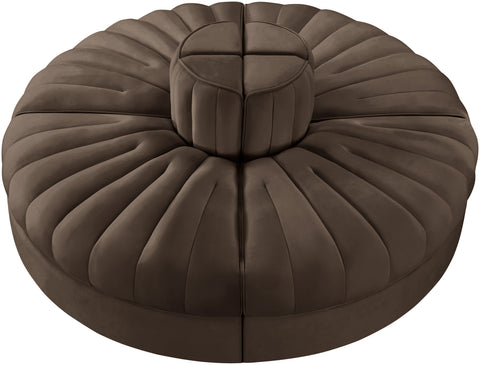 Talia Brown Velvet Performance Fabric Upholstered Sofa, 4-Piece